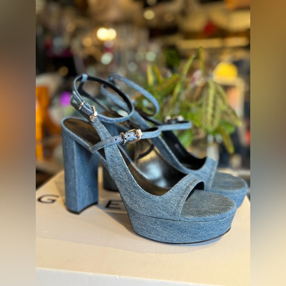 NIB Sz 41 Givenchy Denim Voyou Platform Sandal Shoe